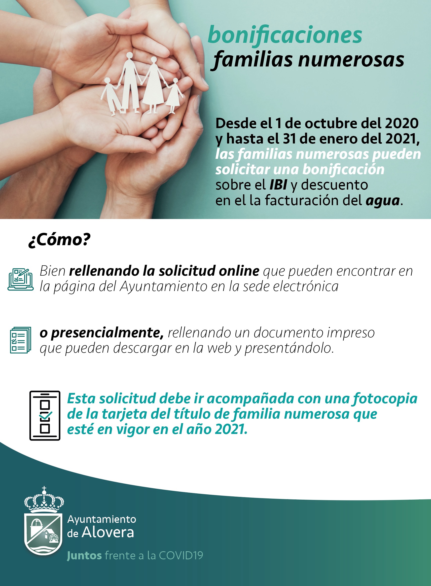 Ayto. Alovera, BONIFICACIONES FAMILIAS NUMEROSAS IBI Y AGUA