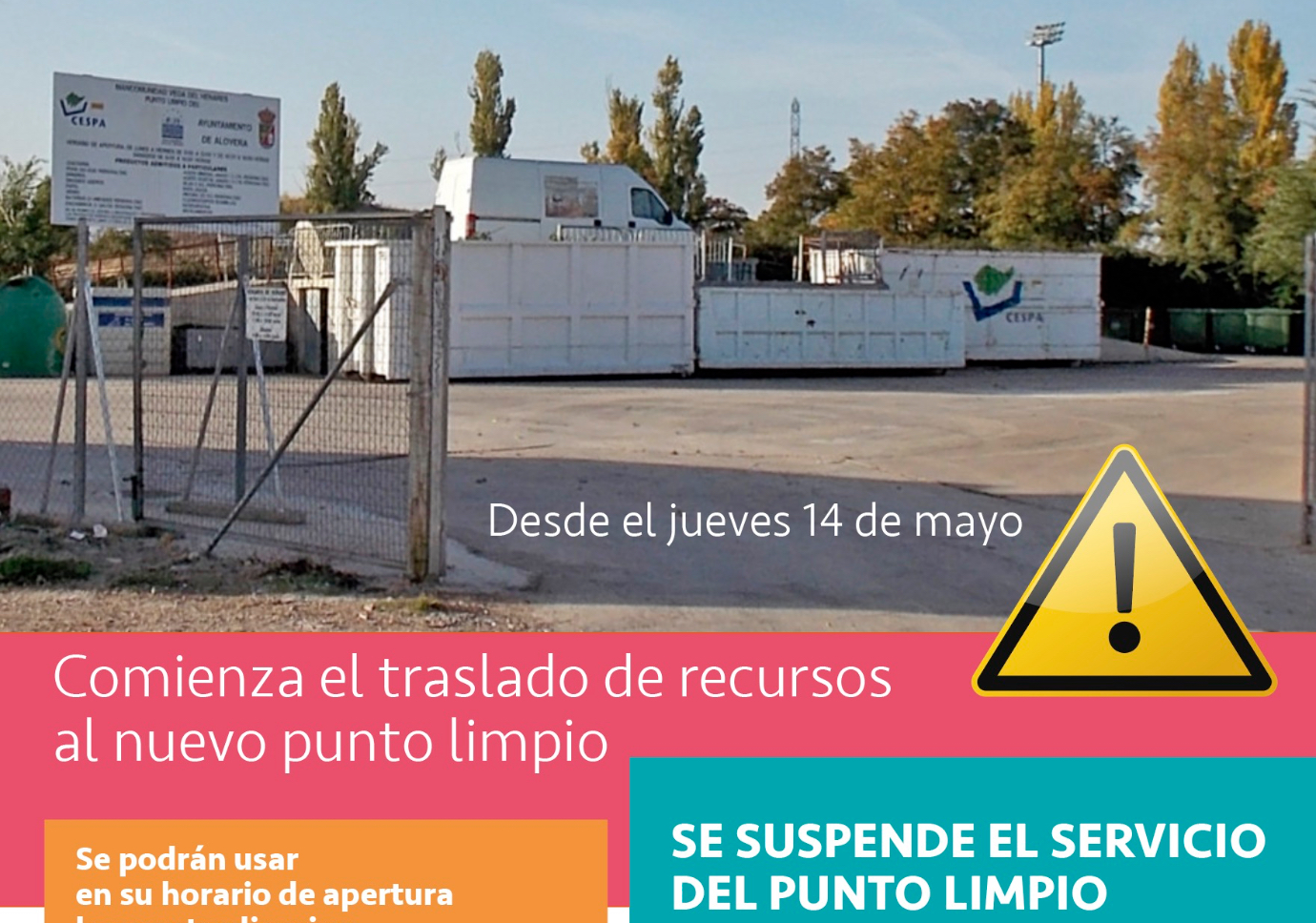 Suspendido el Punto Limpio por el cambio de ubicación.