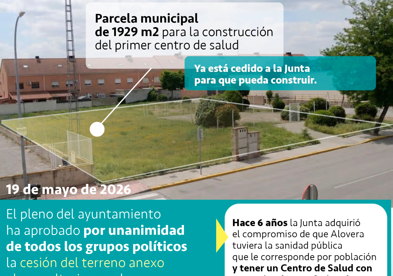 Aprobada en pleno la cesión de terreno para el primer Centro de Salud
