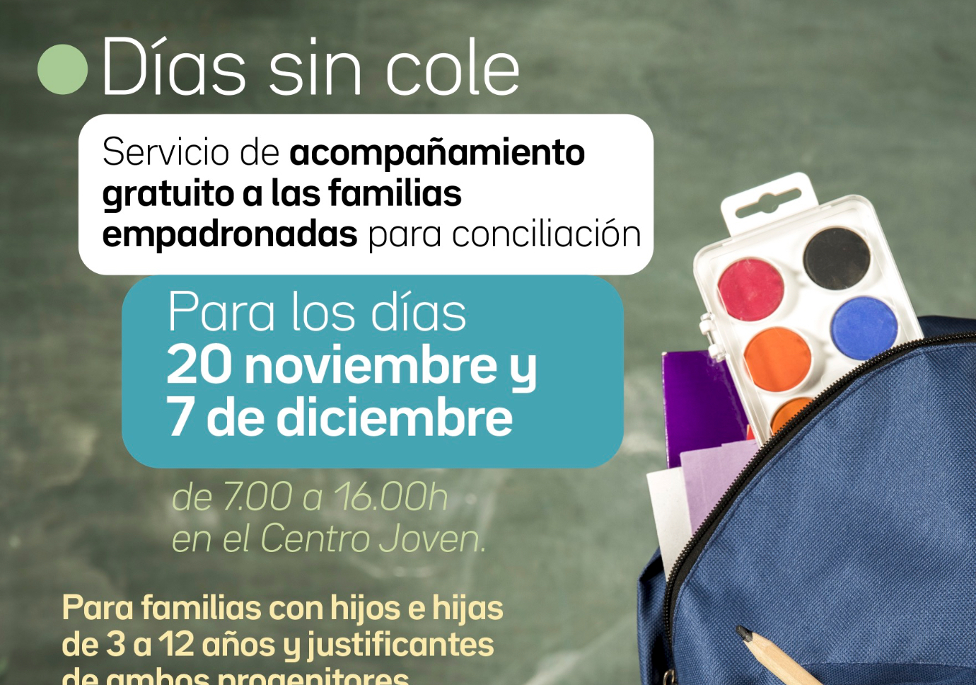 Servicio de acompañamiento días sin cole.