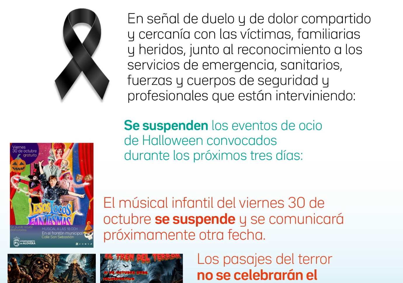 Suspensión de actos de ocio de Halloween. 