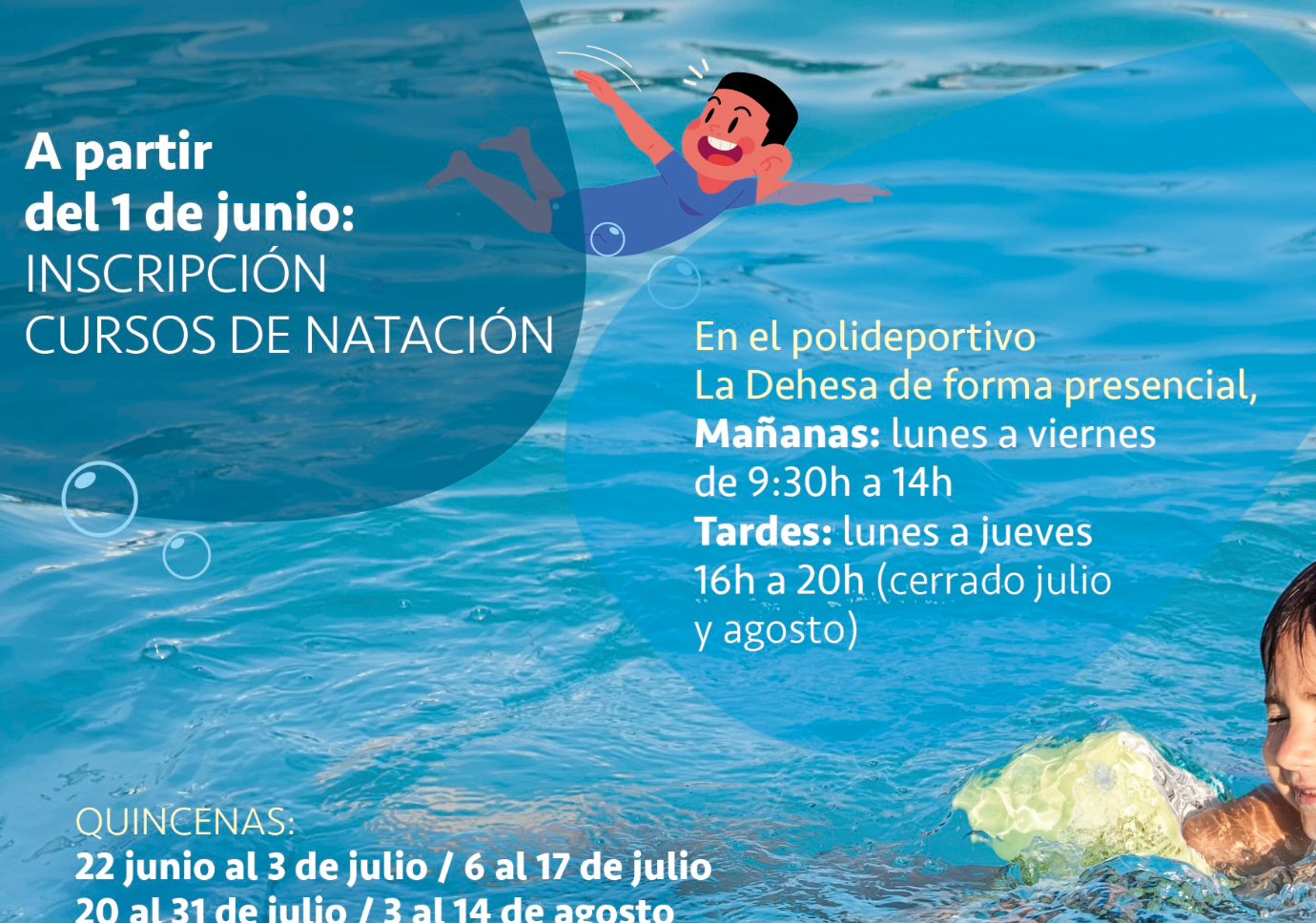 Inscripciones cursos de natación.
